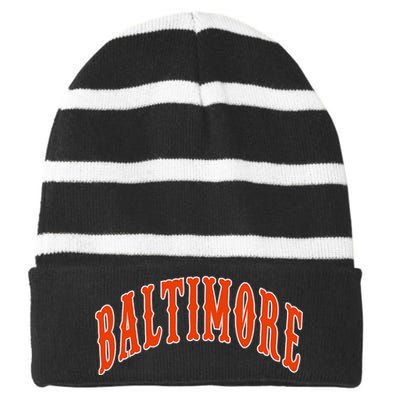 Baltimore Maryland Striped Beanie with Solid Band