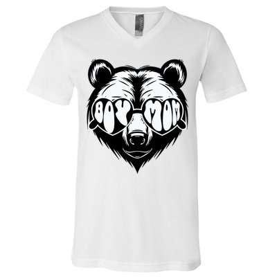 Boy Mom Bear Mothers Day Cool Gifts V-Neck T-Shirt