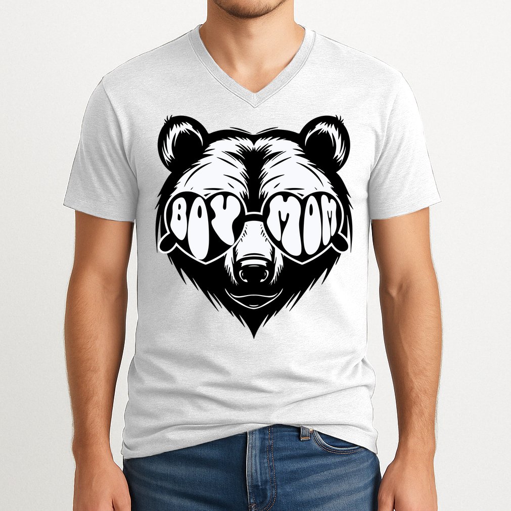 Boy Mom Bear Mothers Day Cool Gifts V-Neck T-Shirt