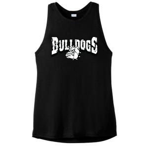 Bulldogs Mascot Back To School Team Spirit Ladies PosiCharge Tri-Blend Wicking Tank