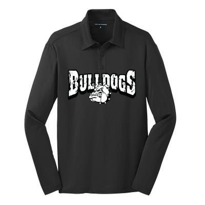 Bulldogs Mascot Back To School Team Spirit Silk Touch Performance Long Sleeve Polo