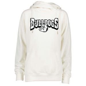 Bulldogs Mascot Back To School Team Spirit Womens Funnel Neck Pullover Hood