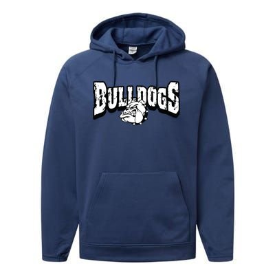 Bulldogs Mascot Back To School Team Spirit Performance Fleece Hoodie