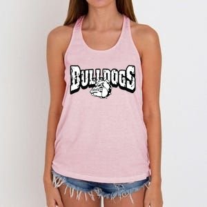 Bulldogs Mascot Back To School Team Spirit Women's Knotted Racerback Tank