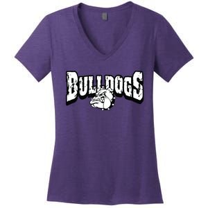 Bulldogs Mascot Back To School Team Spirit Women's V-Neck T-Shirt