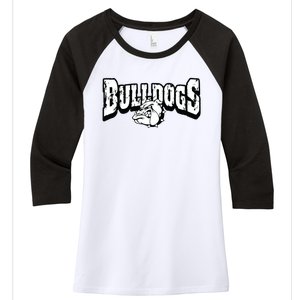 Bulldogs Mascot Back To School Team Spirit Women's Tri-Blend 3/4-Sleeve Raglan Shirt