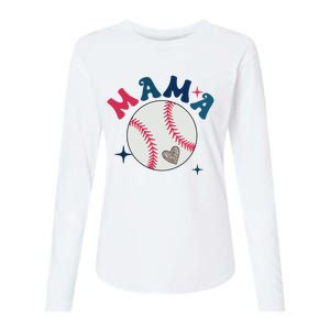 Baseball Mama Womens Cotton Relaxed Long Sleeve T-Shirt