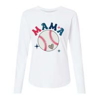 Baseball Mama Womens Cotton Relaxed Long Sleeve T-Shirt