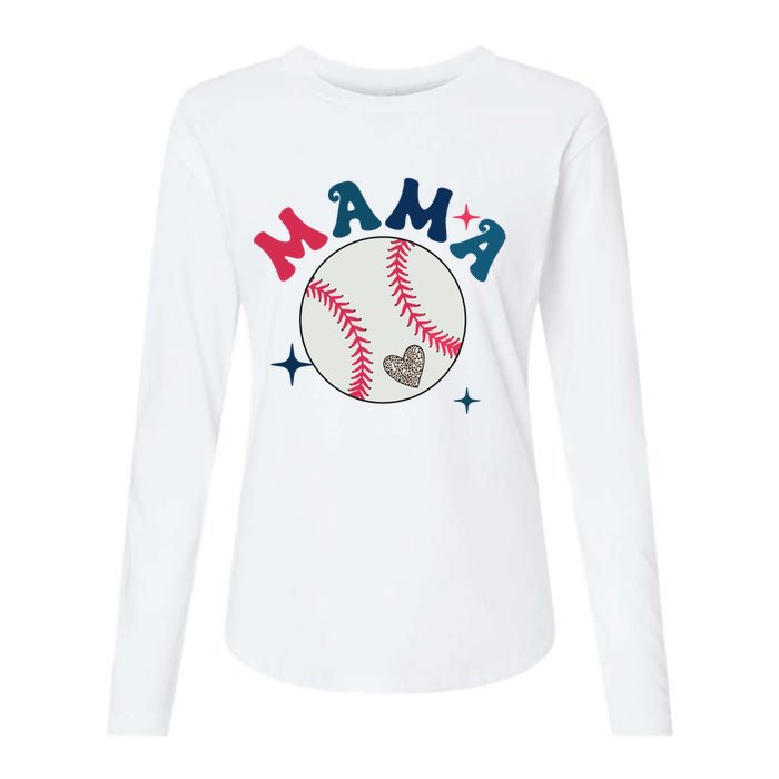 Baseball Mama Womens Cotton Relaxed Long Sleeve T-Shirt