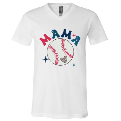 Baseball Mama V-Neck T-Shirt