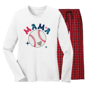 Baseball Mama Women's Long Sleeve Flannel Pajama Set 