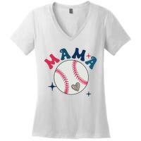 Baseball Mama Women's V-Neck T-Shirt