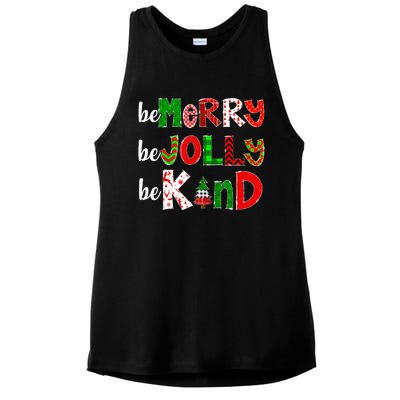 Be Merry Be Jolly Be Kind Merry Christmas Teacher Xmas Pjs Ladies PosiCharge Tri-Blend Wicking Tank