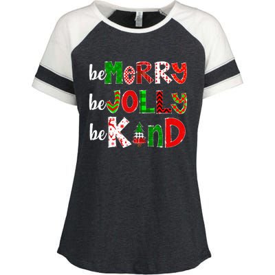 Be Merry Be Jolly Be Kind Merry Christmas Teacher Xmas Pjs Enza Ladies Jersey Colorblock Tee