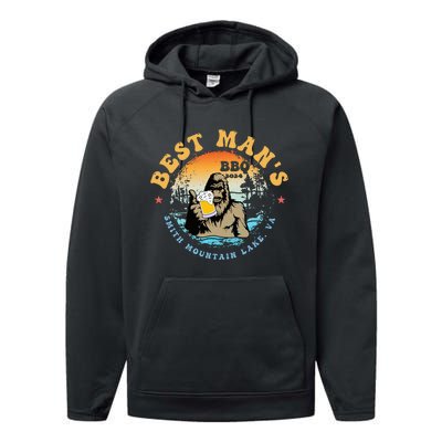 Best ManS Bbq 2024 Smith Mountain Lake Bigfoot Performance Fleece Hoodie