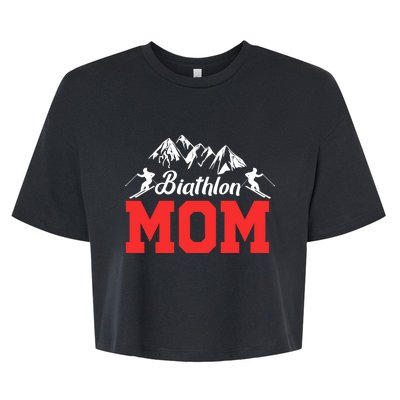 Biathlon Mom Biathlete Ski Skiing Winter Sports Snow Gift Cool Gift Bella+Canvas Jersey Crop Tee