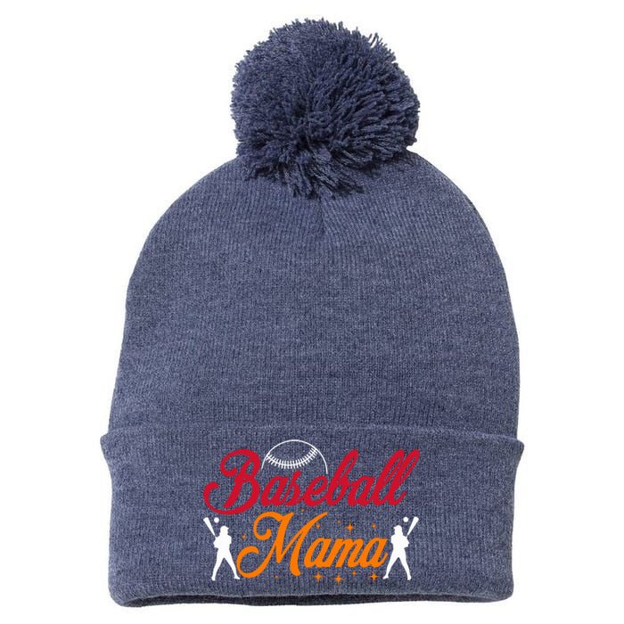 Baseball Mama Baseball Lover Mothers Day Pom Pom 12in Knit Beanie