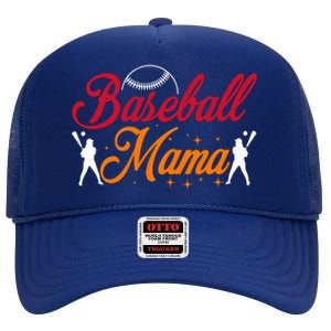 Baseball Mama Baseball Lover Mothers Day High Crown Mesh Back Trucker Hat