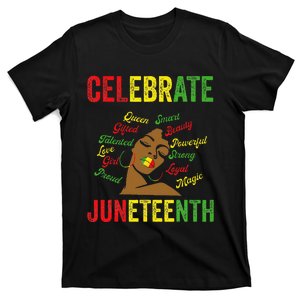 Black  Messy Bun Juneteenth Celebrate Indepedence Day T-Shirt