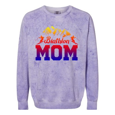 Biathlon Mom Biathlete Ski Skiing Winter Sports Snow Gift Colorblast Crewneck Sweatshirt