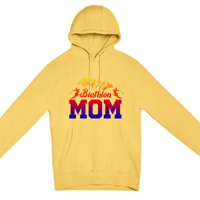 Biathlon Mom Biathlete Ski Skiing Winter Sports Snow Gift Premium Pullover Hoodie