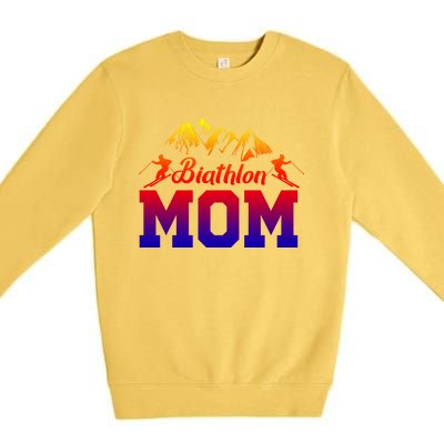 Biathlon Mom Biathlete Ski Skiing Winter Sports Snow Gift Premium Crewneck Sweatshirt