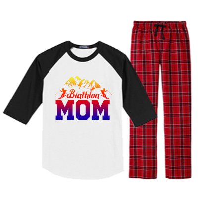 Biathlon Mom Biathlete Ski Skiing Winter Sports Snow Gift Raglan Sleeve Pajama Set