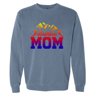 Biathlon Mom Biathlete Ski Skiing Winter Sports Snow Gift Garment-Dyed Sweatshirt