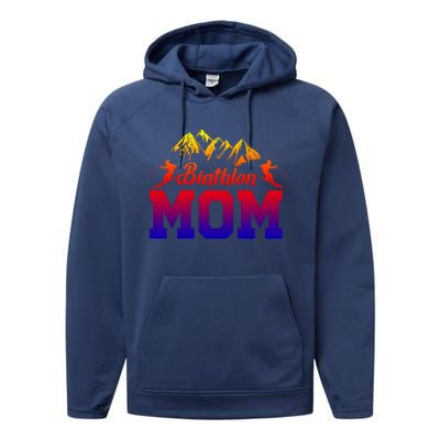 Biathlon Mom Biathlete Ski Skiing Winter Sports Snow Gift Performance Fleece Hoodie