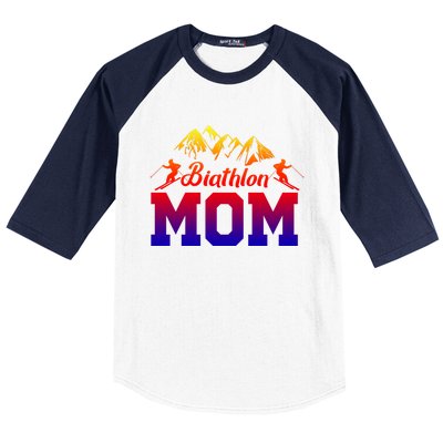 Biathlon Mom Biathlete Ski Skiing Winter Sports Snow Gift Baseball Sleeve Shirt