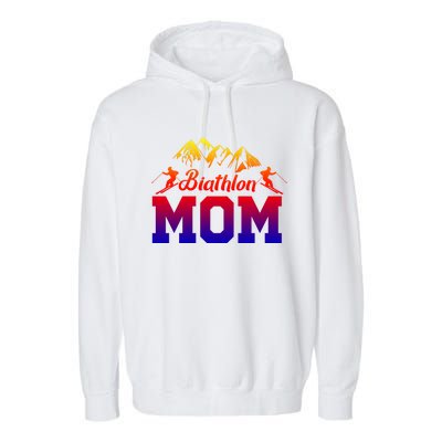 Biathlon Mom Biathlete Ski Skiing Winter Sports Snow Gift Garment-Dyed Fleece Hoodie