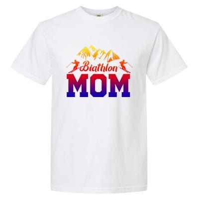 Biathlon Mom Biathlete Ski Skiing Winter Sports Snow Gift Garment-Dyed Heavyweight T-Shirt