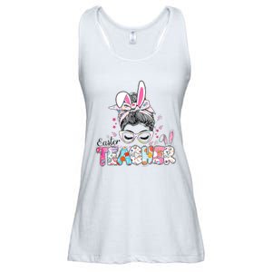 Bunny Messy Bun Easter Teacher Easter Day Girl Wo Ladies Essential Flowy Tank