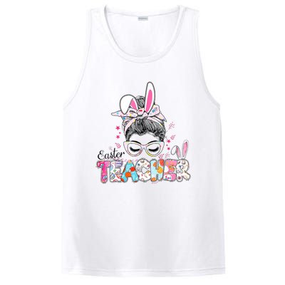 Bunny Messy Bun Easter Teacher Easter Day Girl Wo PosiCharge Competitor Tank