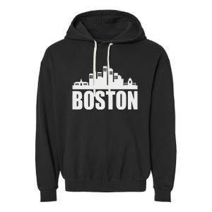 Boston Massachusetts Boston Skyline Gift Garment-Dyed Fleece Hoodie