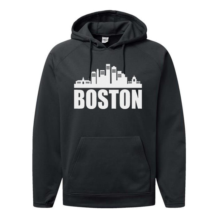 Boston Massachusetts Boston Skyline Gift Performance Fleece Hoodie