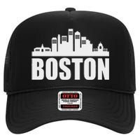 Boston Massachusetts Boston Skyline Gift High Crown Mesh Back Trucker Hat