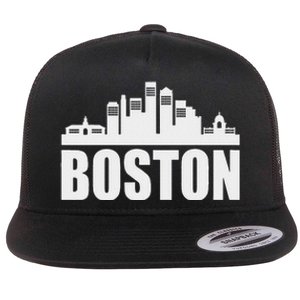 Boston Massachusetts Boston Skyline Gift Flat Bill Trucker Hat