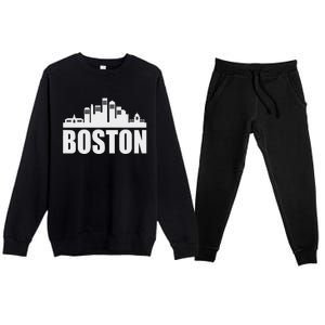 Boston Massachusetts Boston Skyline Gift Premium Crewneck Sweatsuit Set