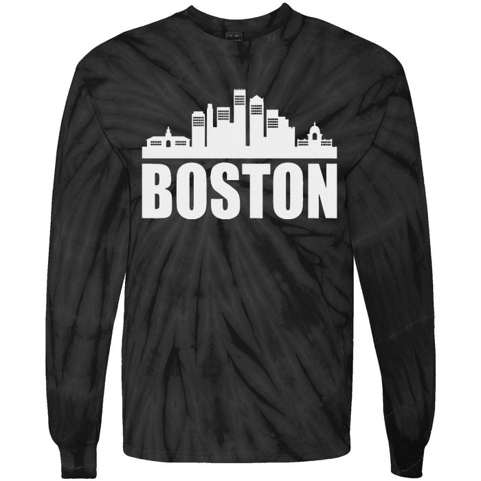 Boston Massachusetts Boston Skyline Gift Tie-Dye Long Sleeve Shirt