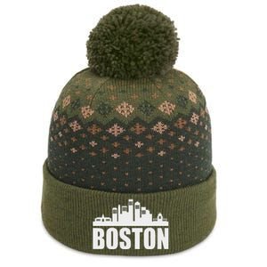 Boston Massachusetts Boston Skyline Gift The Baniff Cuffed Pom Beanie