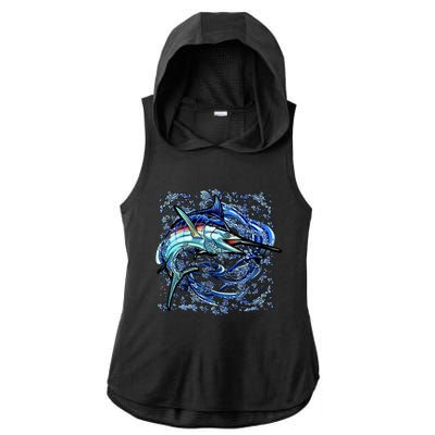 Blue Marlin Ladies PosiCharge Tri-Blend Wicking Draft Hoodie Tank