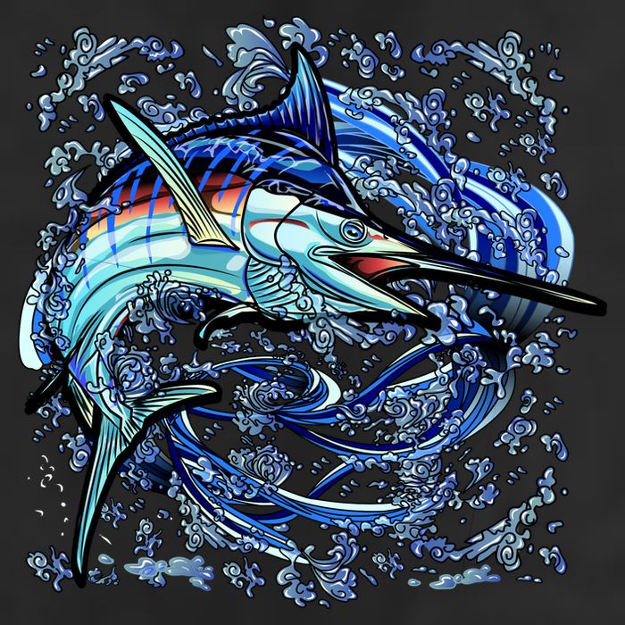 Blue Marlin 7 Panel Mesh Trucker Snapback Hat