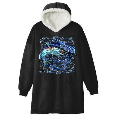 Blue Marlin Hooded Wearable Blanket