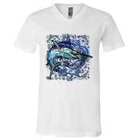 Blue Marlin V-Neck T-Shirt