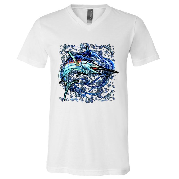 Blue Marlin V-Neck T-Shirt