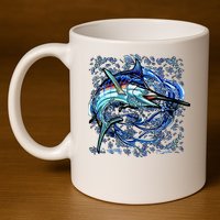 Blue Marlin 11oz C Handle Ceramic Mug