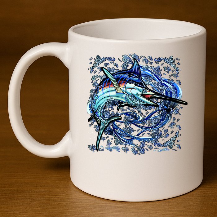 Blue Marlin 11oz C Handle Ceramic Mug