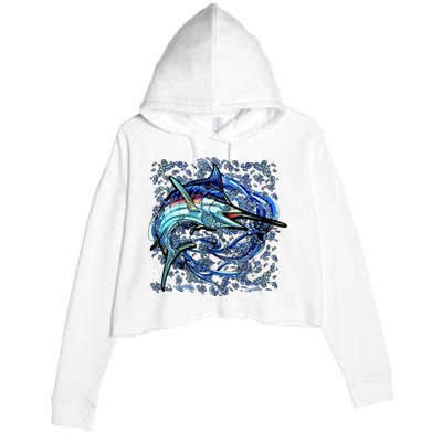 Blue Marlin Crop Fleece Hoodie