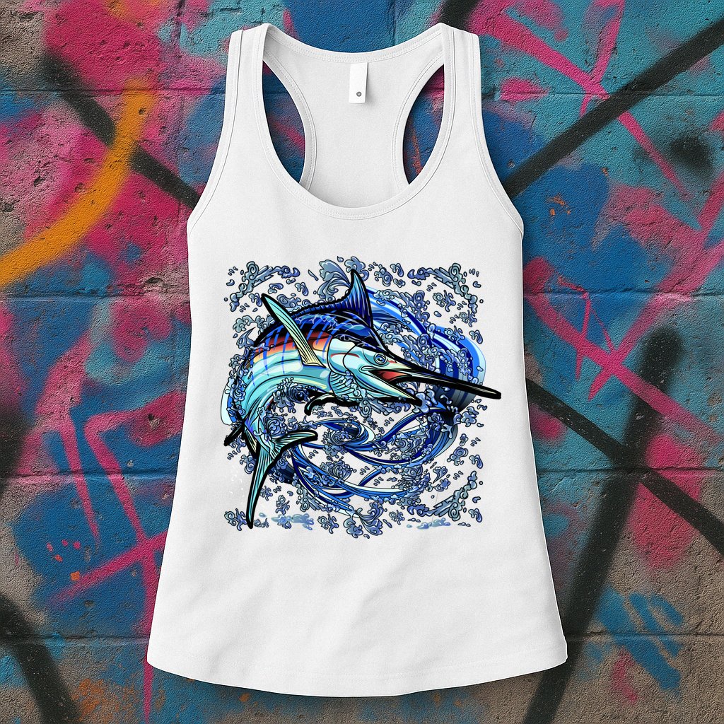 Blue Marlin Womens Tank Top